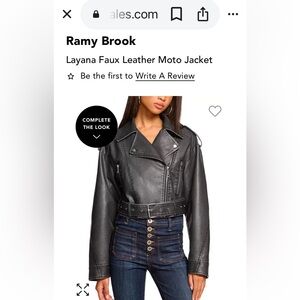 NWT Ramy Brook Black Layana Jacket Asymmetrical Zipper Studded, Size Large